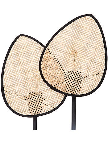 Lampe à poser en métal et rotin 2 ampoules olme