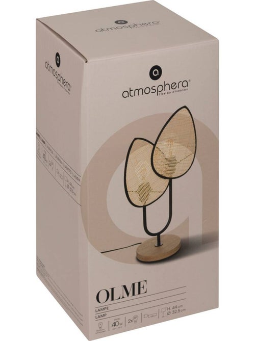 Lampe à poser en métal et rotin 2 ampoules olme - Kiabi