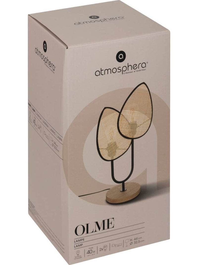 Lampe à poser en métal et rotin 2 ampoules olme Beige - Kiabi