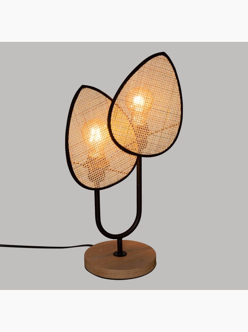 Lampe à poser en métal et rotin 2 ampoules olme Beige - Kiabi