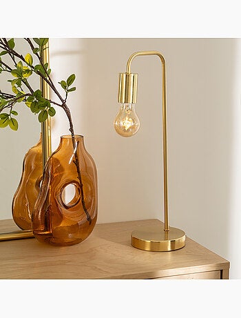 Lampe à poser métal sans abat-jour finition dorée keli
