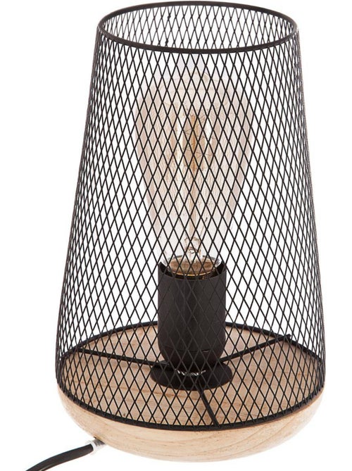 Lampe abat jour maille fer et bois industriel ZELY - Kiabi Lampe abat jour maille fer et bois industriel ZELY - Kiabi