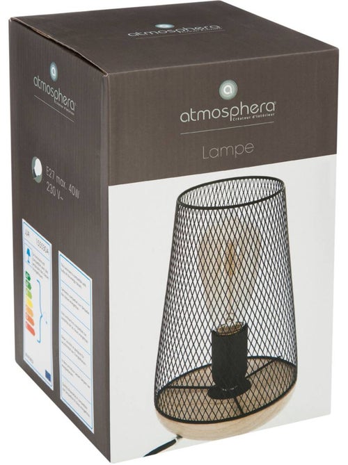 Lampe abat jour maille fer et bois industriel ZELY - Kiabi Lampe abat jour maille fer et bois industriel ZELY - Kiabi