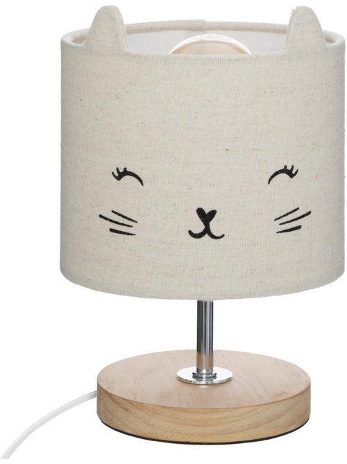 Lampe enfant bois de paulownia abat-jour tissu TOXEY - Kiabi Lampe enfant bois de paulownia abat-jour tissu TOXEY - Kiabi