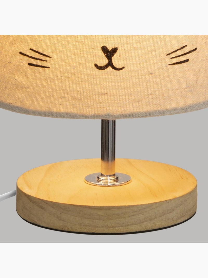 Lampe enfant bois de paulownia abat-jour tissu TOXEY Gris - Kiabi