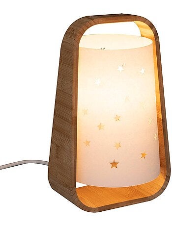 Lampe enfant en bambou abat-jour étoiles ajourées WEDJE
