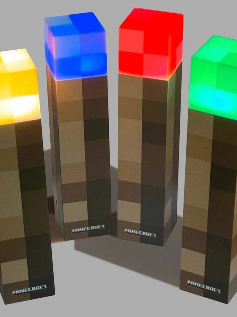 Lampe torche LED rechargeable par usb - 4 couleurs + support mural 'Roba' - Minecraft Marron - Kiabi