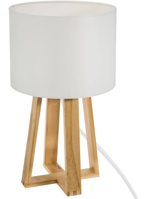 Lampe trépied bois de pin abat-jour coton MOLU - Kiabi Lampe trépied bois de pin abat-jour coton MOLU - Kiabi
