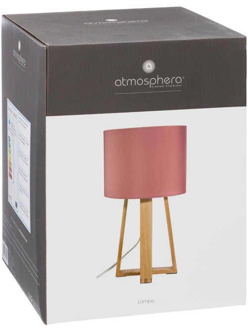 Lampe trépied bois de pin abat-jour coton MOLU - Kiabi Lampe trépied bois de pin abat-jour coton MOLU - Kiabi