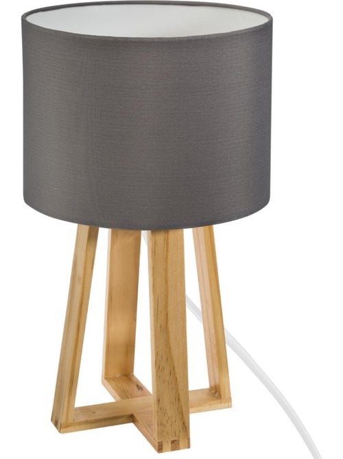 Lampe trépied bois de pin abat-jour coton MOLU - Kiabi Lampe trépied bois de pin abat-jour coton MOLU - Kiabi