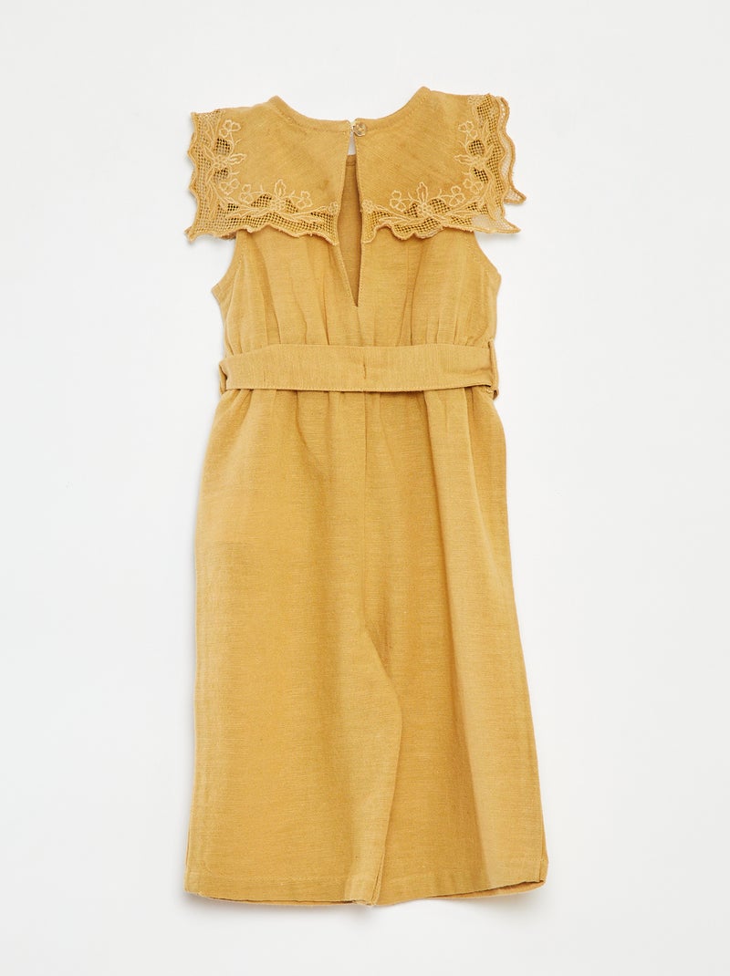 Lang babypakje met kraagje en ceintuur BIEGE - Kiabi