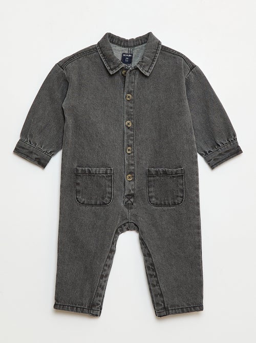 Lang babypakje van spijkerstof met knoopsluiting - Kiabi