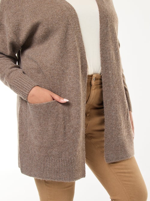 Lang, gebreid vest met 2 zakken - Kiabi