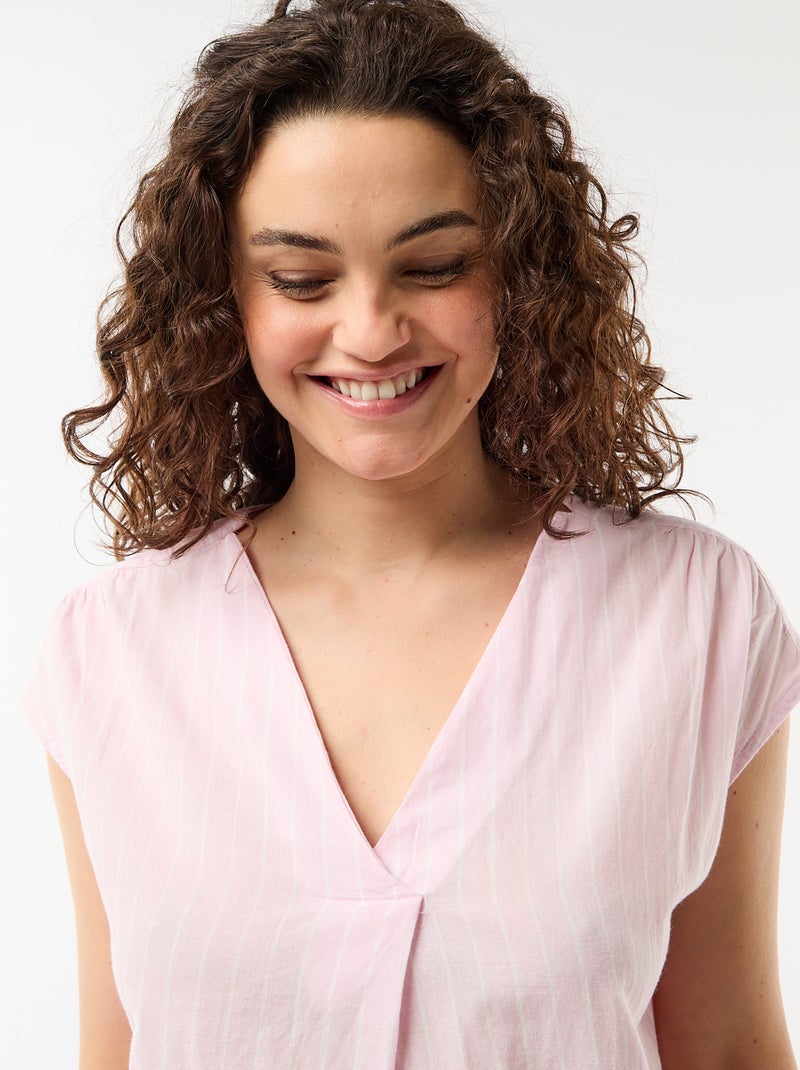 Lang nachthemd van katoenvoile Rose - Kiabi