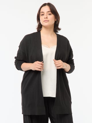 Lang, open vest van dun tricot