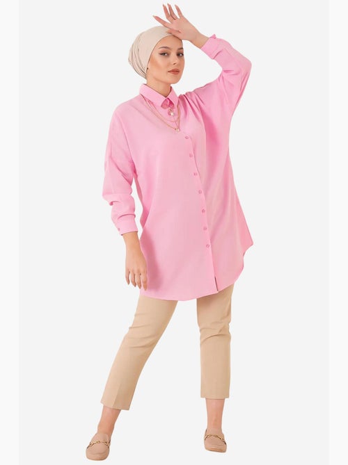 Lang poplin overhemd met knoopsluiting bdart - Kiabi