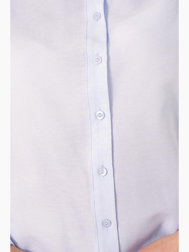 Lang poplin overhemd met knoopsluiting bdart Pastelblauw - Kiabi
