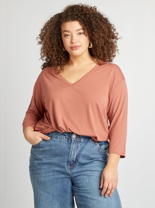 Lang T-shirt met V-hals - Kiabi