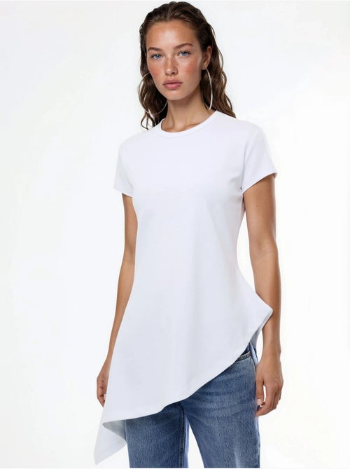 Lang t-shirt van katoenmix met ronde hals busem - Kiabi