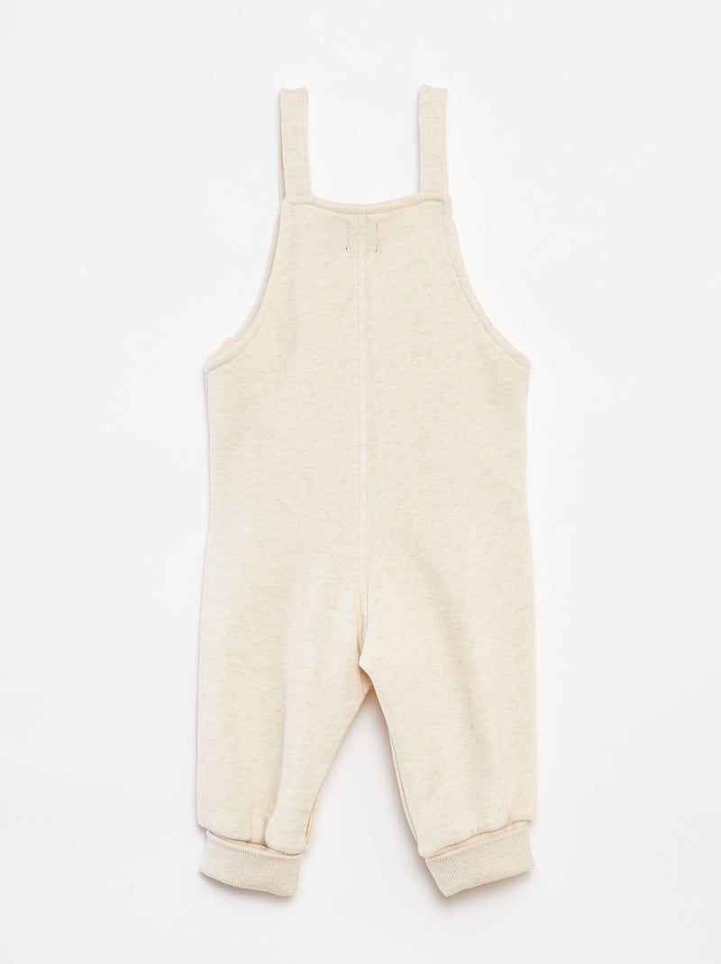 Lang tuinbroekje van joggingstof met verstelbare schouderbandjes Biege - Kiabi