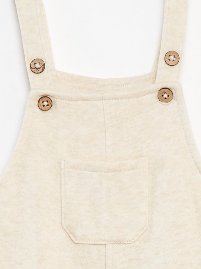 Lang tuinbroekje van joggingstof met verstelbare schouderbandjes Biege - Kiabi