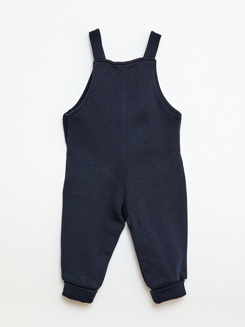 Lang tuinbroekje van joggingstof met verstelbare schouderbandjes Blauw - Kiabi