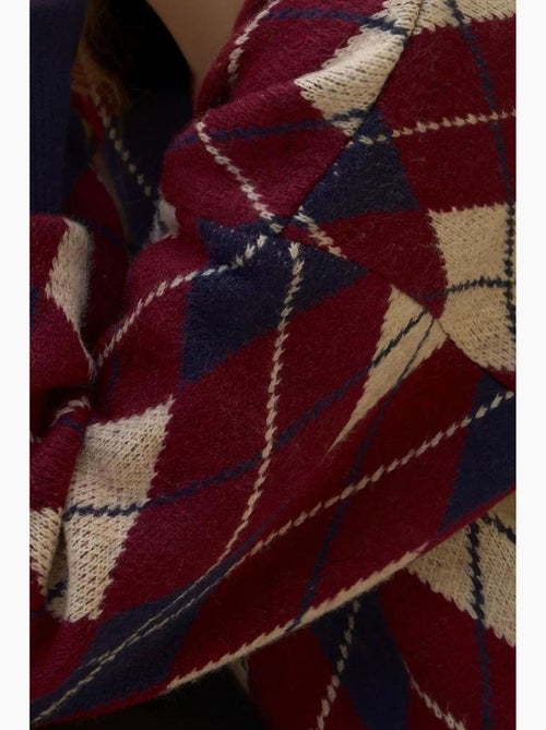 Lang v-hals geometrisch gebreid vest met knopen hiccup - Kiabi Lang v-hals geometrisch gebreid vest met knopen hiccup - Kiabi
