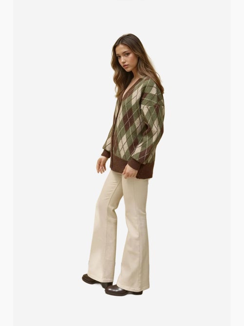 Lang v-hals geometrisch gebreid vest met knopen hiccup - Kiabi Lang v-hals geometrisch gebreid vest met knopen hiccup - Kiabi