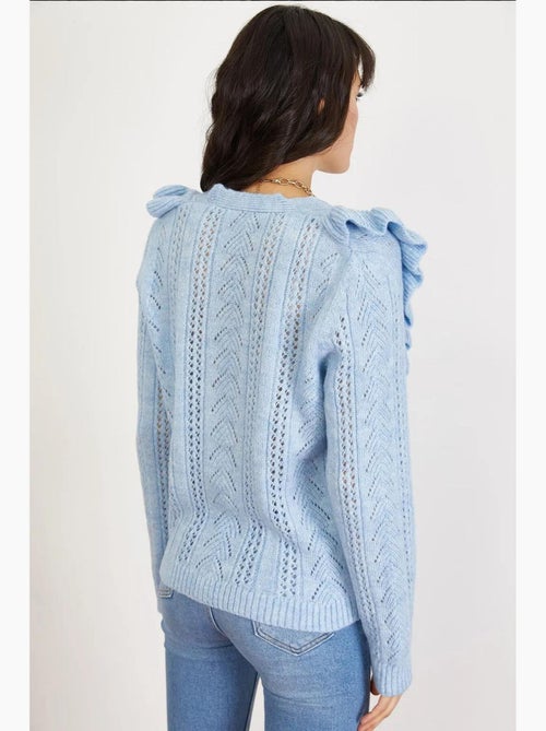 Lang vest met lange mouwen, jacquardpatroon en knopen lucci - Kiabi