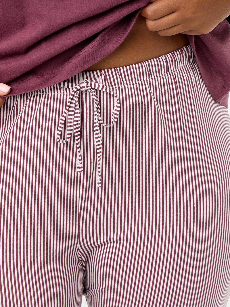 Lange 2-delige gestreepte pyjama Rood - Kiabi