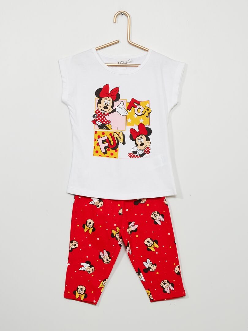 Lange, 2-delige, katoenen pyjama 'Minnie' wit / rood - Kiabi