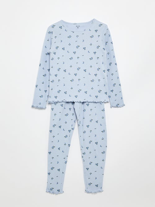 Lange 2-delige pyjamaset van pointellestof - Kiabi Lange 2-delige pyjamaset van pointellestof - Kiabi