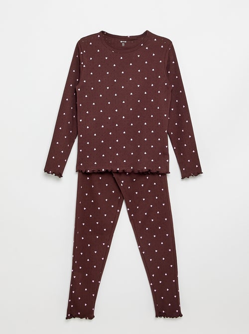 Lange 2-delige pyjamaset van pointellestof - Kiabi Lange 2-delige pyjamaset van pointellestof - Kiabi