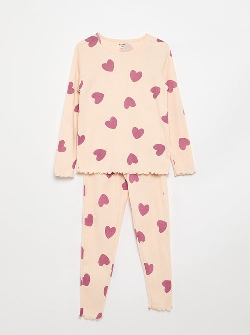 Lange 2-delige pyjamaset van pointellestof - Kiabi Lange 2-delige pyjamaset van pointellestof - Kiabi