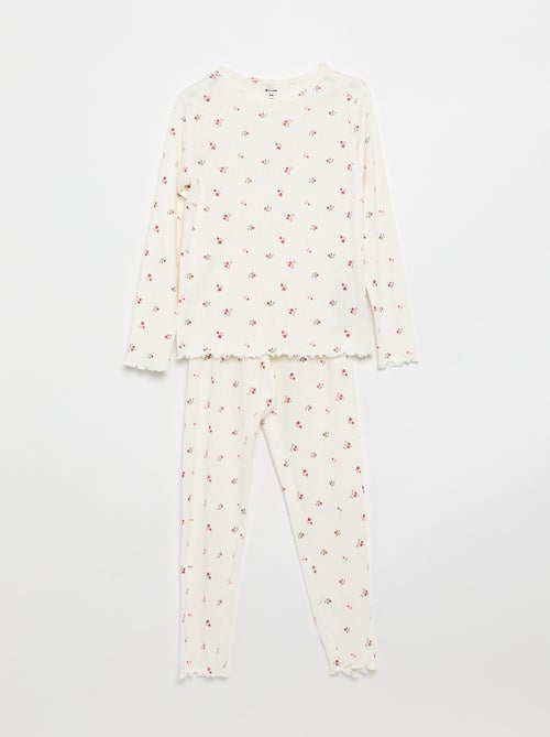Lange 2-delige pyjamaset van pointellestof - Kiabi Lange 2-delige pyjamaset van pointellestof - Kiabi