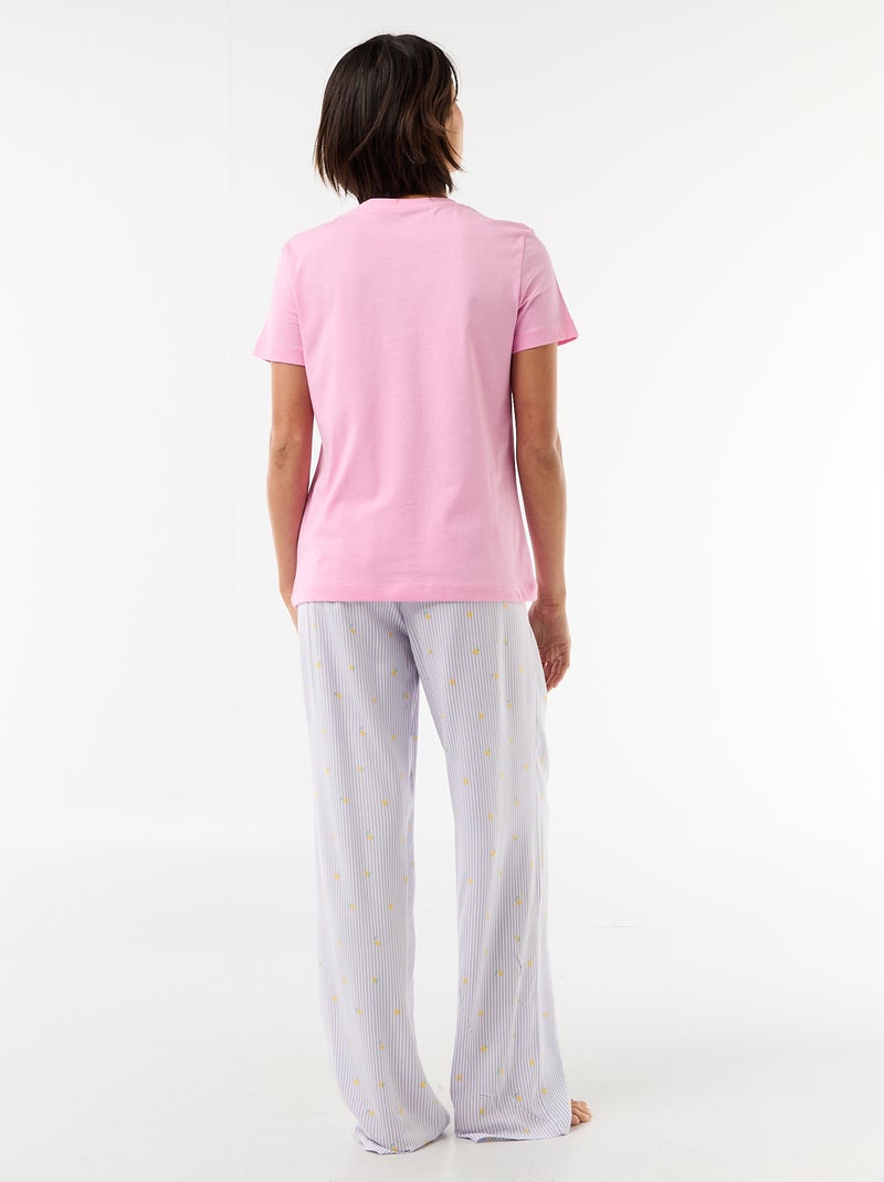 Lange bedrukte pyjama - 2-delig Paars - Kiabi