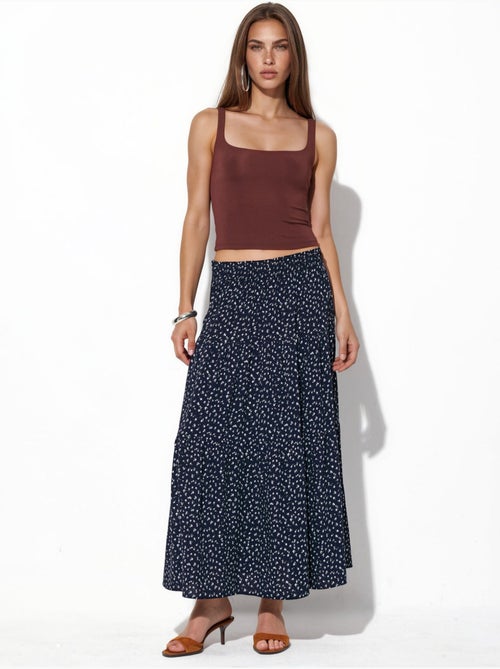 Lange bloemenrok met hoge taille busem - Kiabi