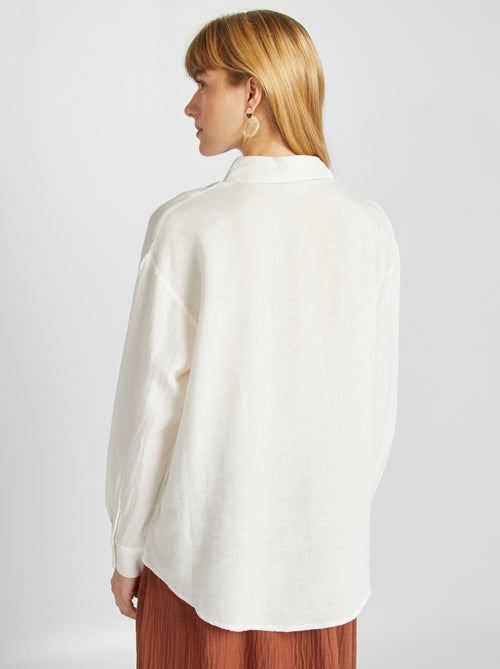 Lange blouse met borstzakje - 20% linnen - Kiabi
