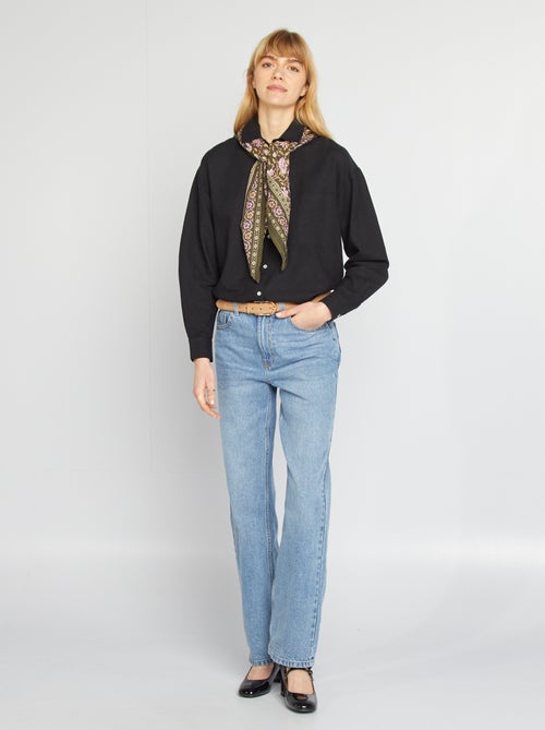 Lange blouse met borstzakje - 20% linnen - Kiabi