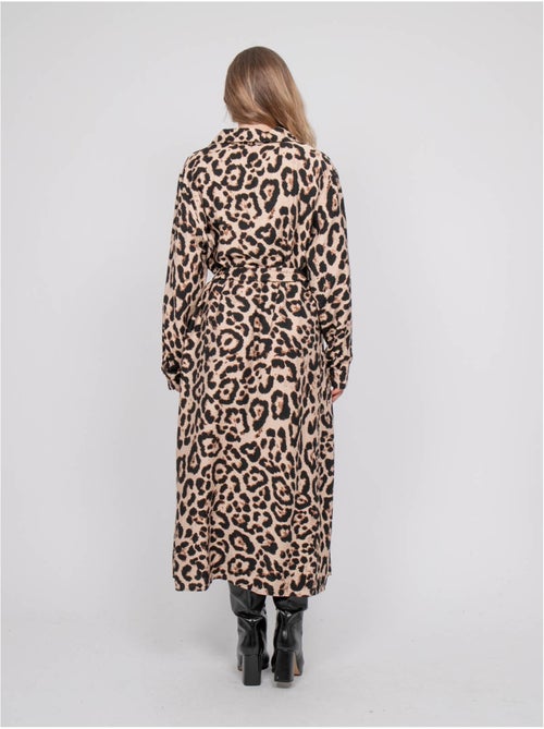 Lange blousejurk met luipaardprint en strikceintuur ivoriaz - Kiabi Lange blousejurk met luipaardprint en strikceintuur ivoriaz - Kiabi