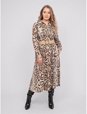 Lange blousejurk met slangenprint en gouden draden ipova