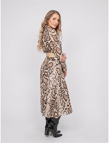 Lange blousejurk met slangenprint en gouden draden ipova