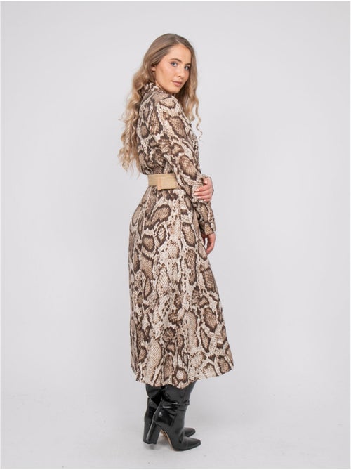 Lange blousejurk met slangenprint en gouden draden ipova - Kiabi