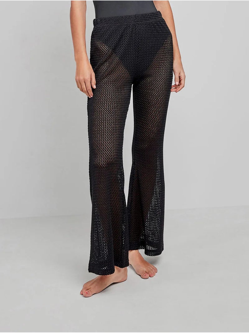 Lange broek haakwerk Zwart - Kiabi