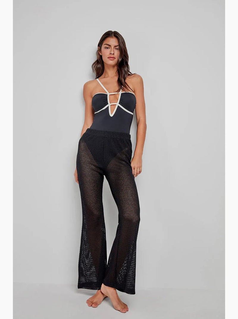 Lange broek haakwerk Zwart - Kiabi
