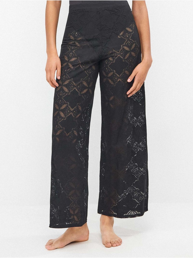 Lange broek met transparanties beach party editie Zwart - Kiabi