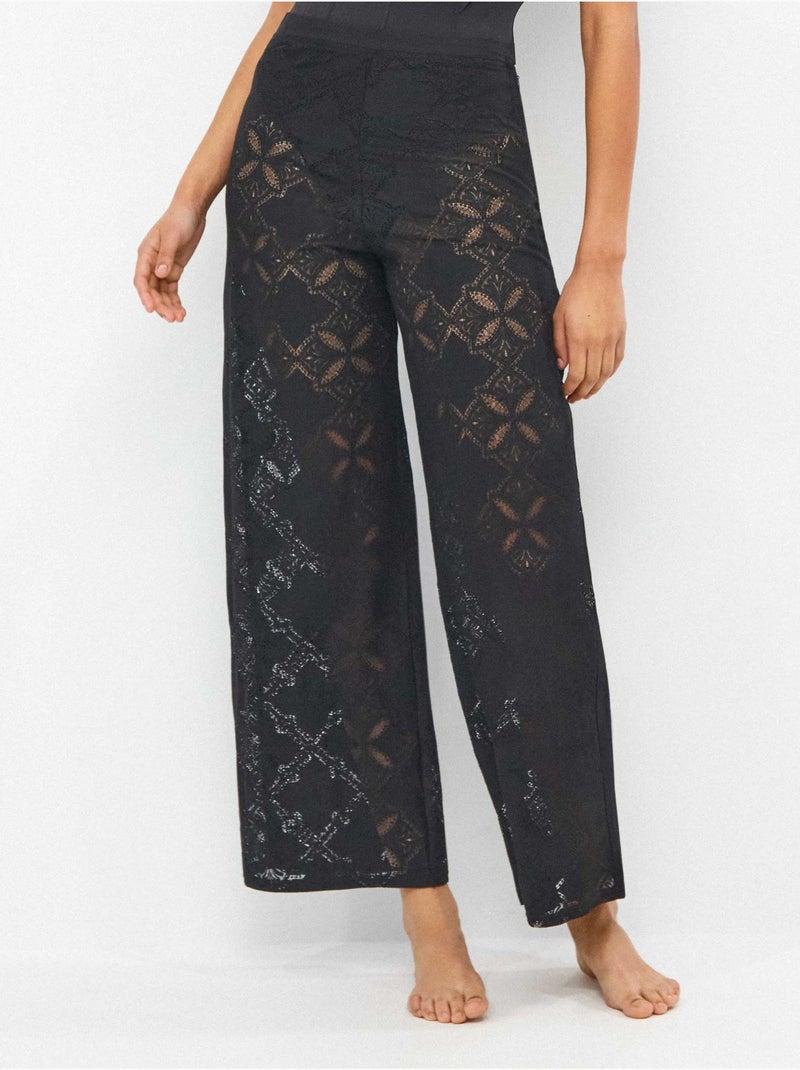 Lange broek met transparanties beach party editie Zwart - Kiabi