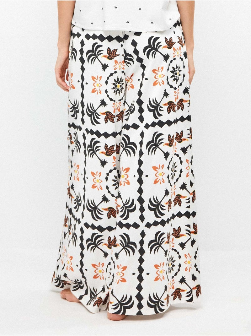 Lange broek met tropisch motief Multicolor - Kiabi