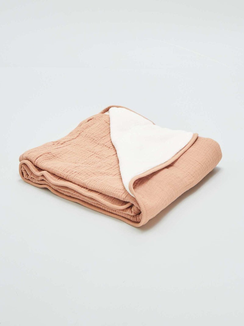 Lange couverture en gaze de coton BEIGE - Kiabi