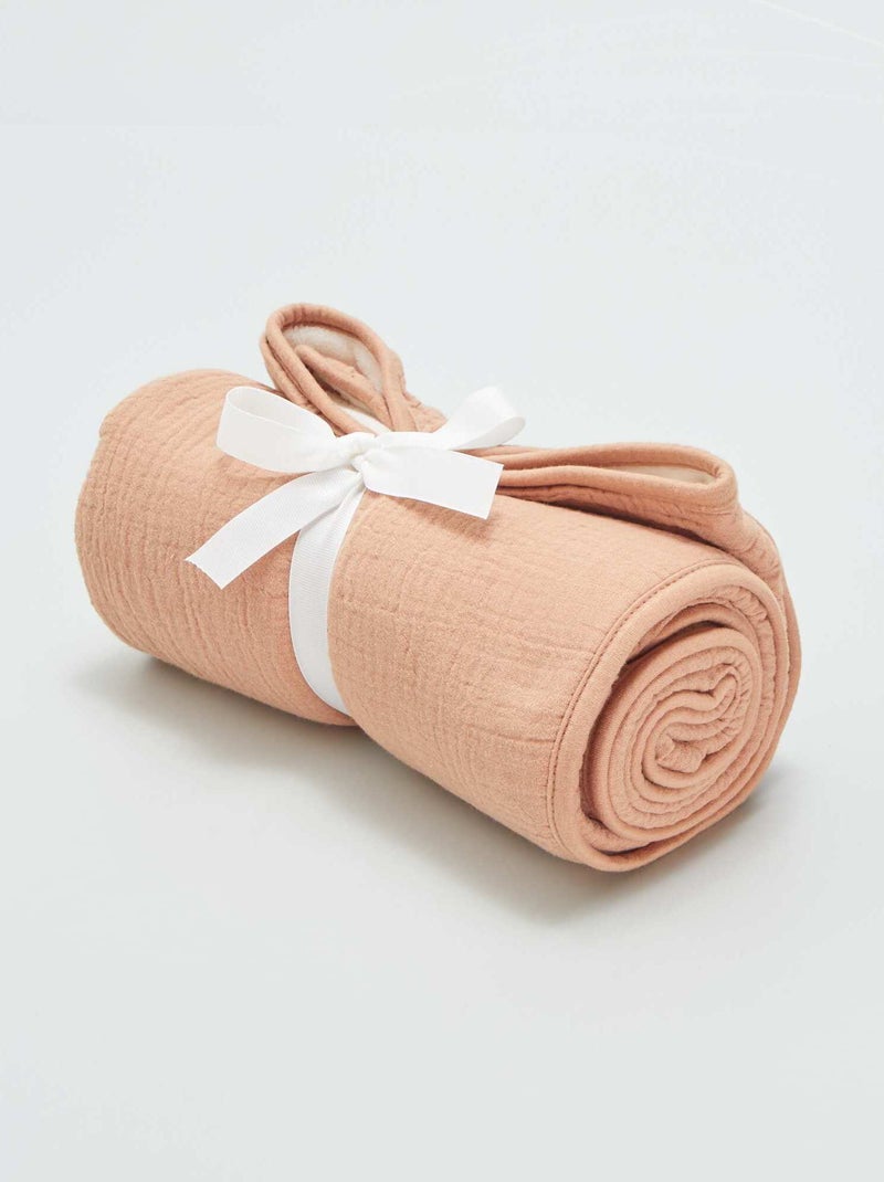 Lange couverture en gaze de coton BEIGE - Kiabi